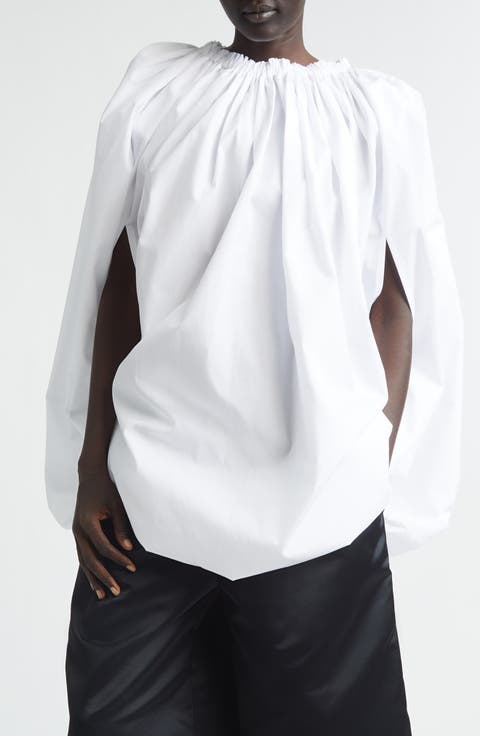 Gathered Cotton Broadcloth Cocoon Top