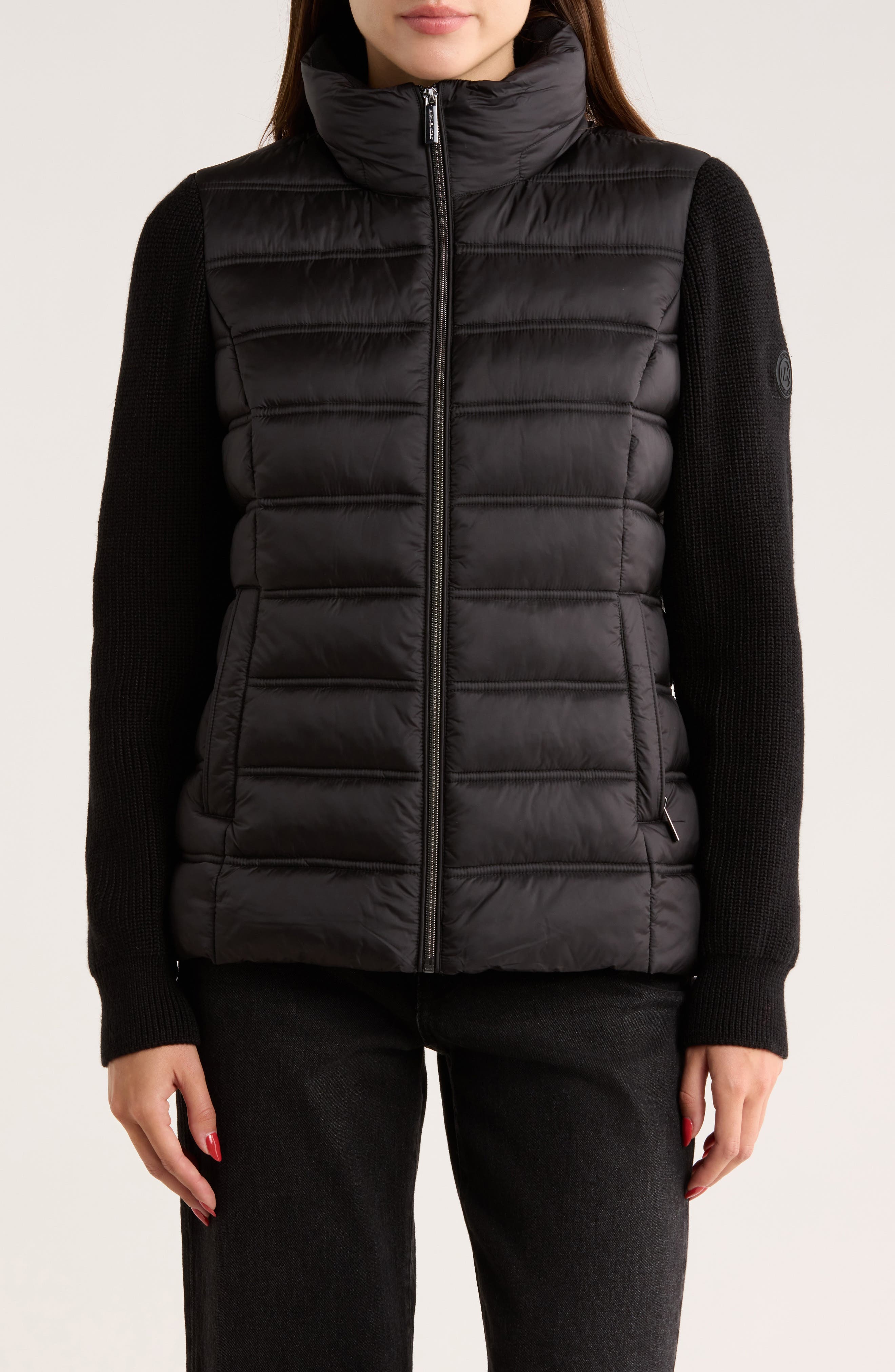 Michael Kors Knit Sleeve Puffer Jacket