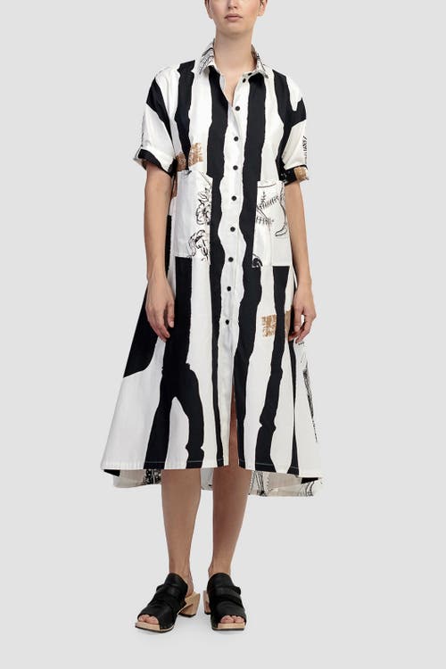 ALEMBIKA ALEMBIKA ZEBRA MIXED PRINT A-LINE MAXI SHIRT-DRESS 