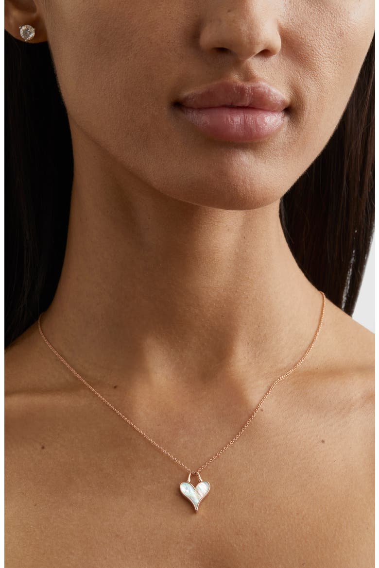 18k Rose Gold Mother-of-Pearl Heart Pendant Necklace, Alternate, color, 18K ROSE GOLD