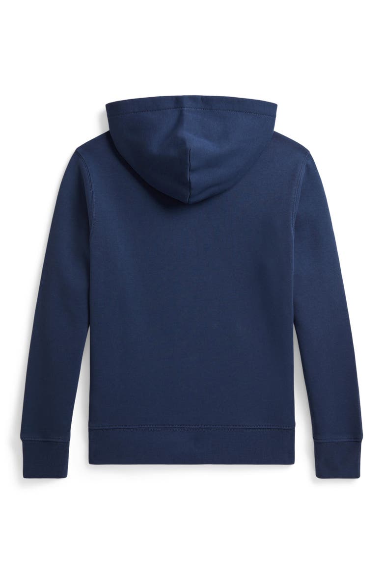 Kids' Logo Embroidered Cotton Blend Fleece Hoodie, Alternate, color, RUSTIC NAVY