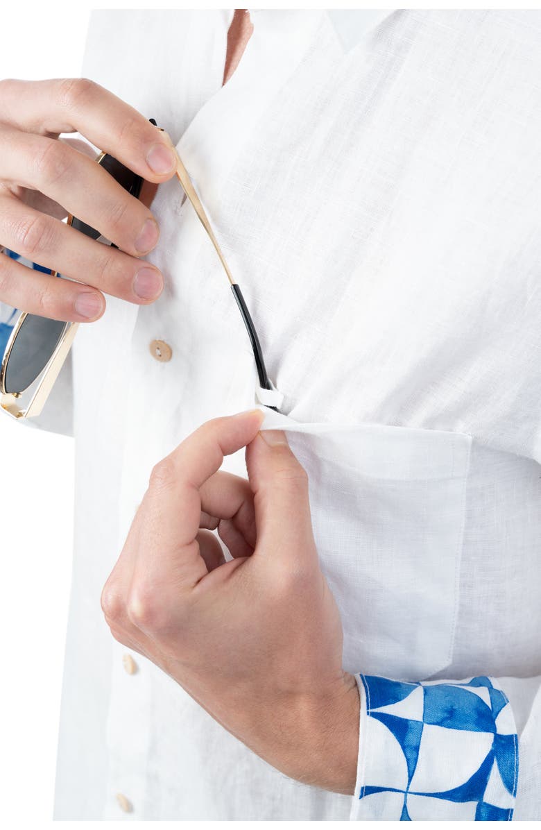 Kenny Flowers The Greece - Long Sleeve Linen Shirt, Alternate, color, White