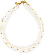 MELANIA CLARA Freshwater Pearl Three Strand Necklace