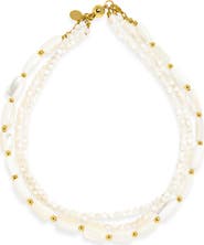 MELANIA CLARA Freshwater Pearl Three Strand Necklace