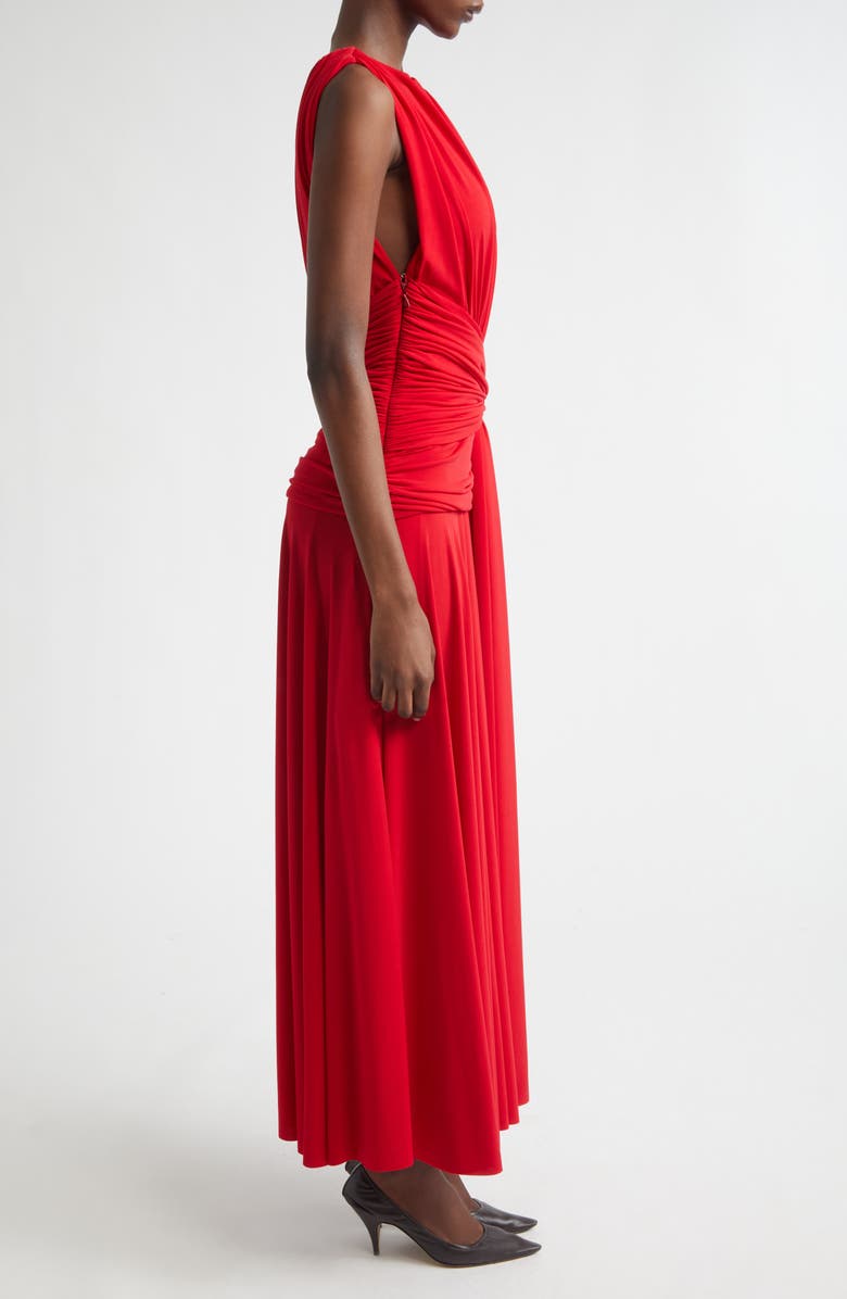 Brandon Maxwell The Isadora Draped Jersey Maxi Dress, Alternate, color, Red