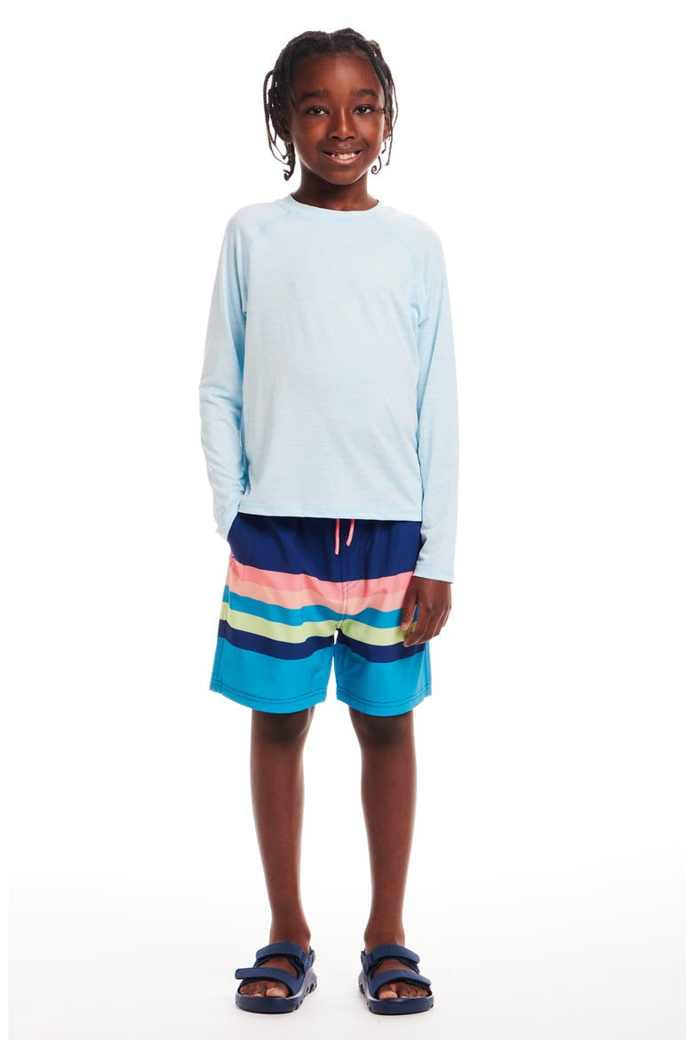 Kids' Long Raglan Sleeve Rashguard, Alternate, color, HEATHER AQUA