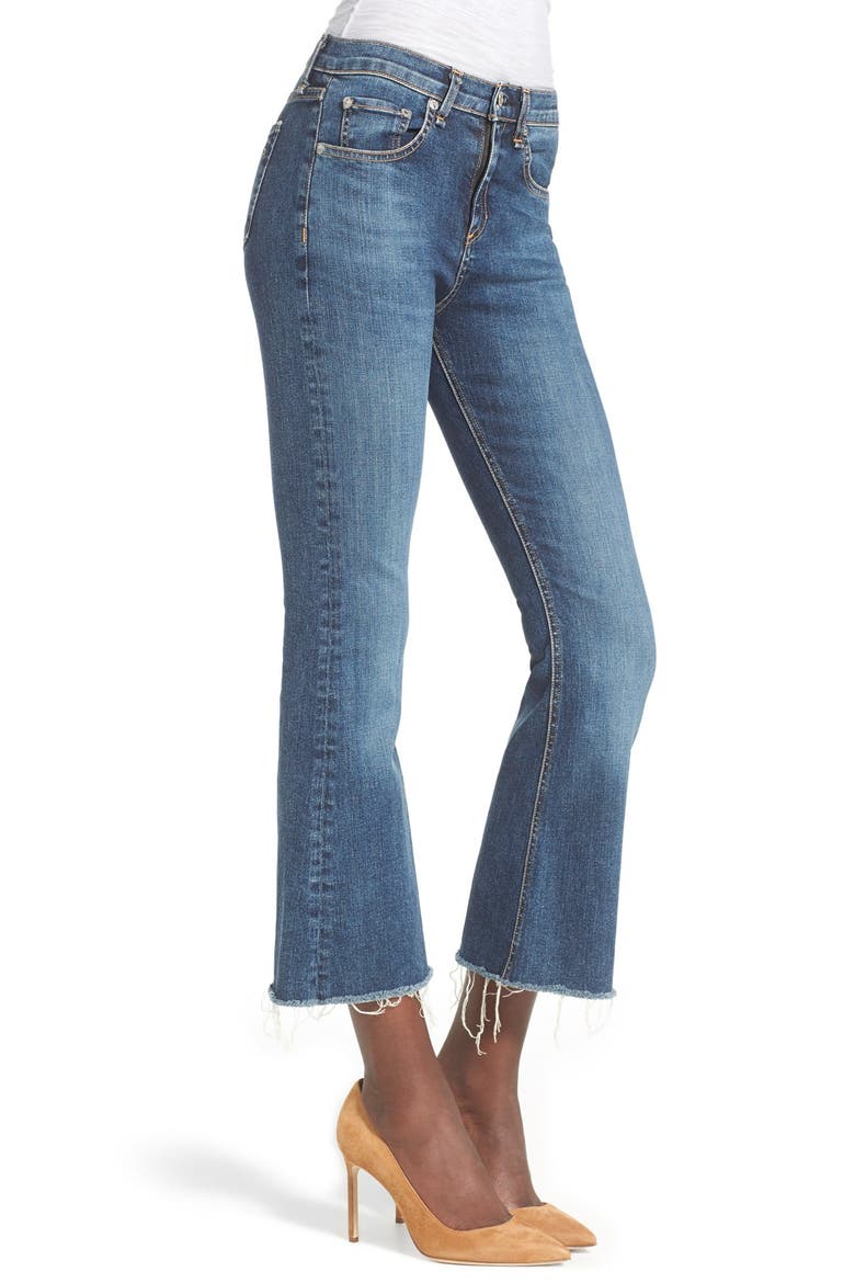 rag & bone/JEAN High Rise Raw Edge Crop Flare Jeans, Alternate, color, PAZ