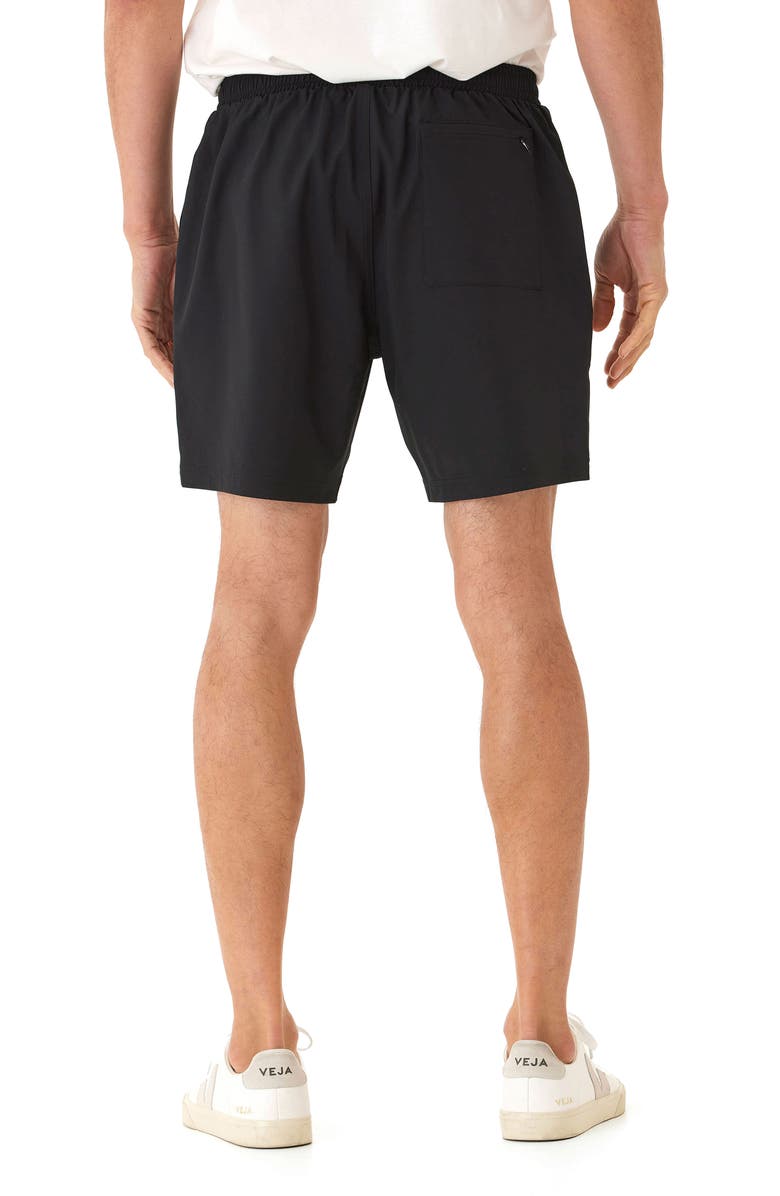 Threads 4 Thought Essential Flat Front Stretch Drawstring Shorts, Alternate, color, Black