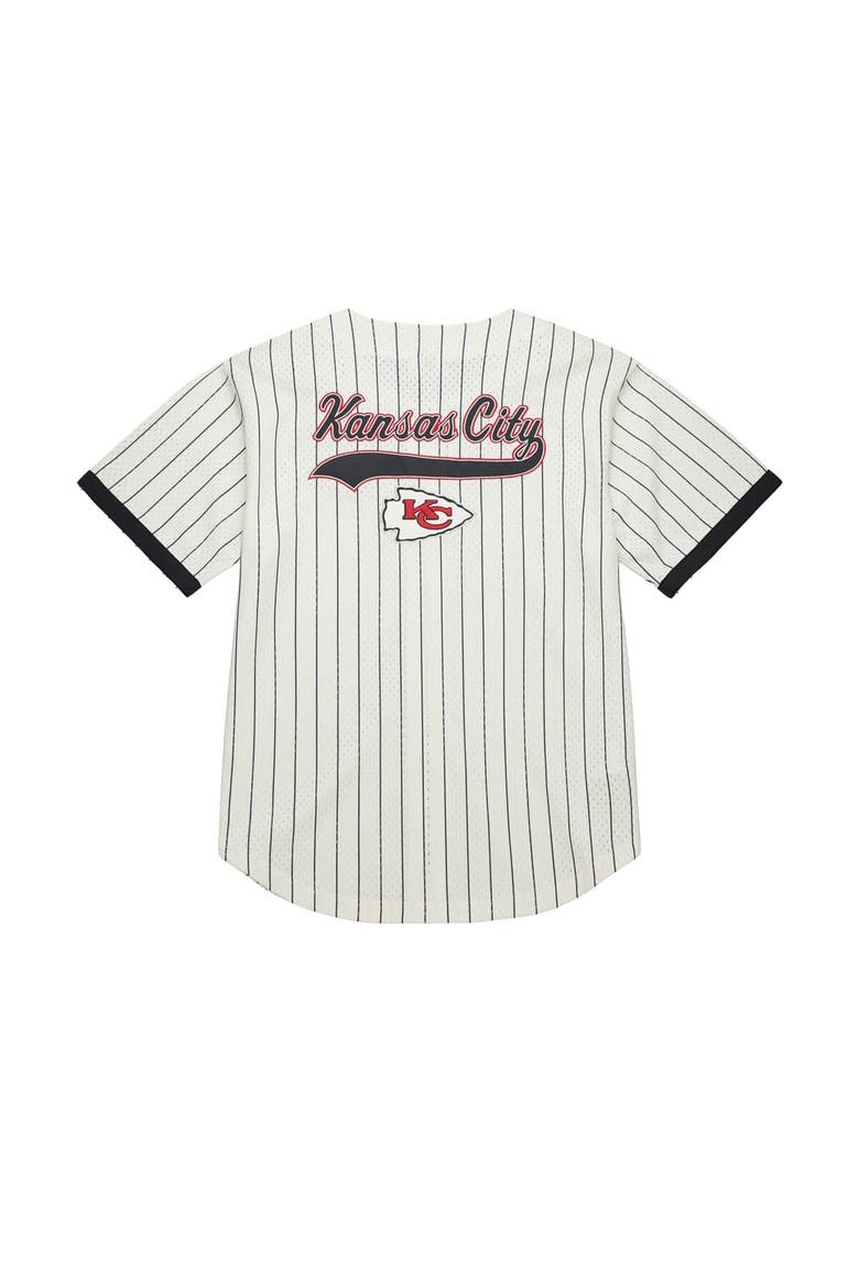 Men's Mitchell & Ness  Cream Kansas City Chiefs Final Seconds Vintage Logo Mesh Button-Up Shirt, Alternate, color, Cream