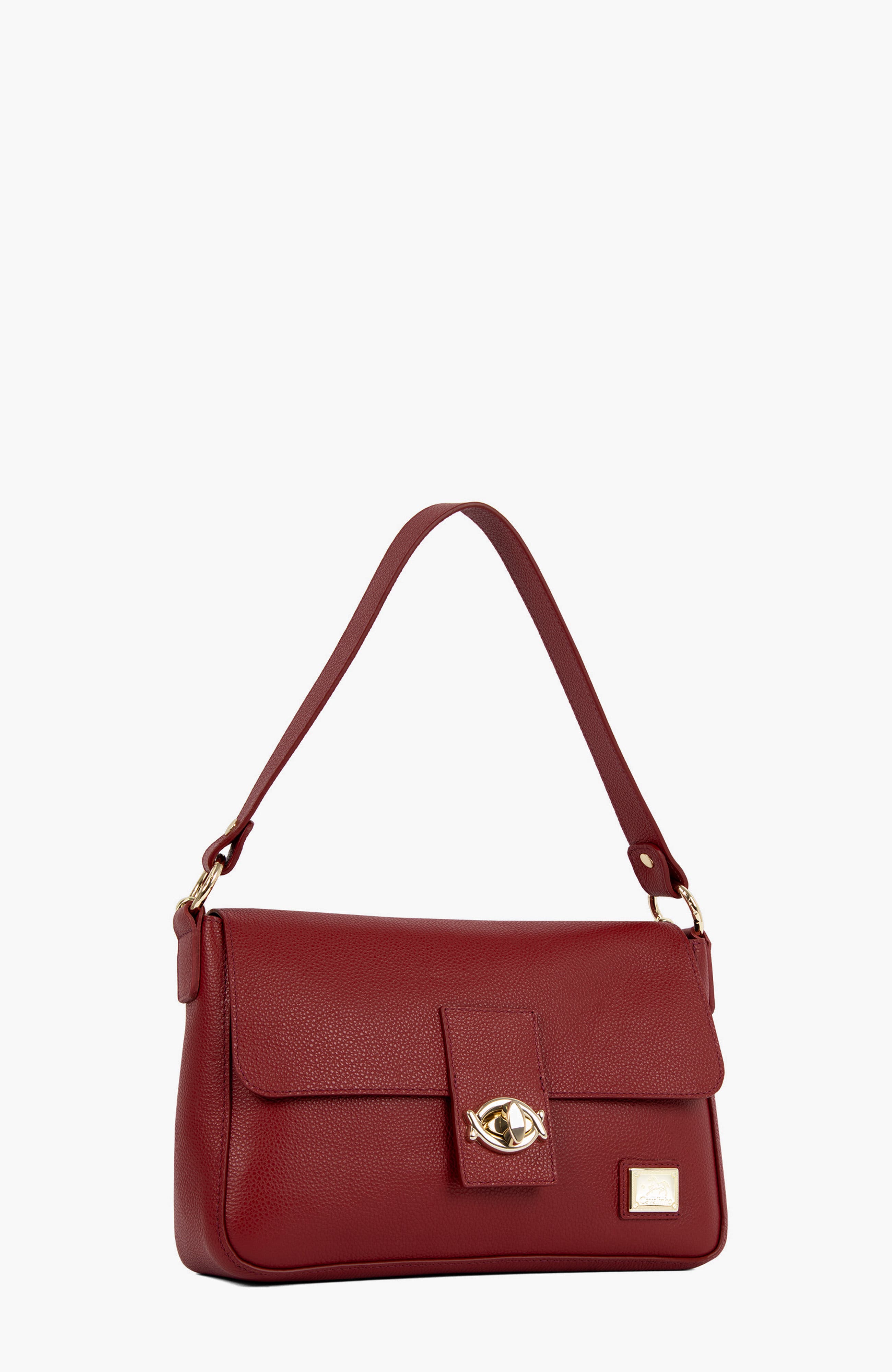 Muse Pebbled Leather Handbag 556, Alternate, color, Burgundy