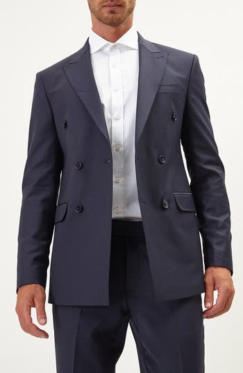 Super 120S Wool Double Breasted Tuxedo Jacket