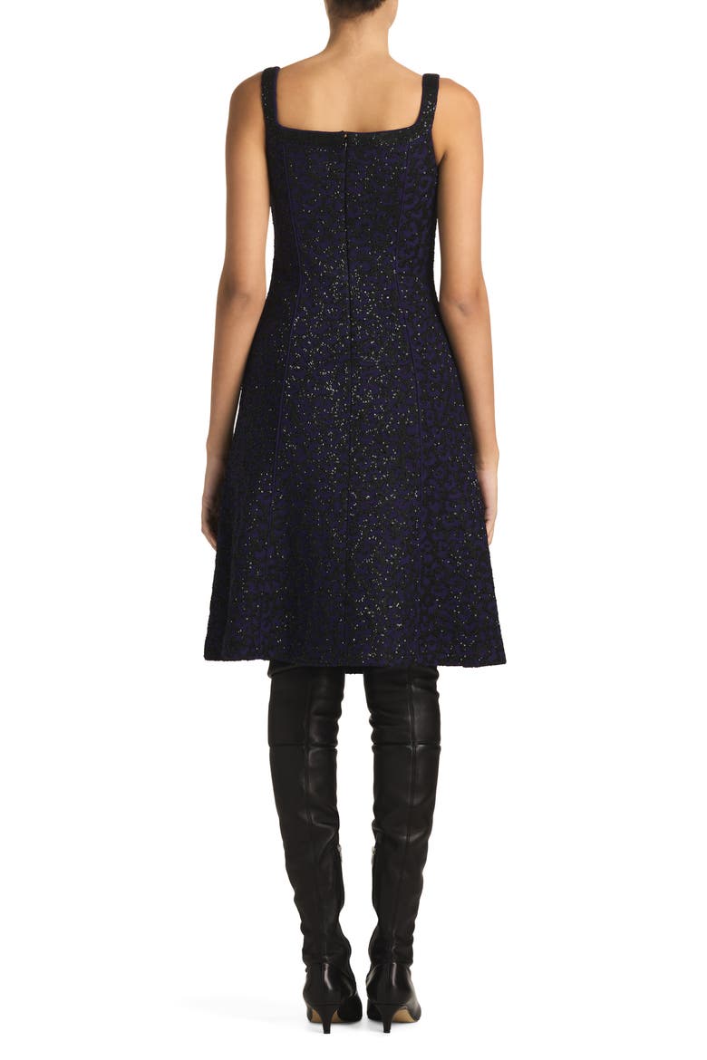Sequin Leopard Jacquard A-Line Dress, Alternate, color, PURPLE