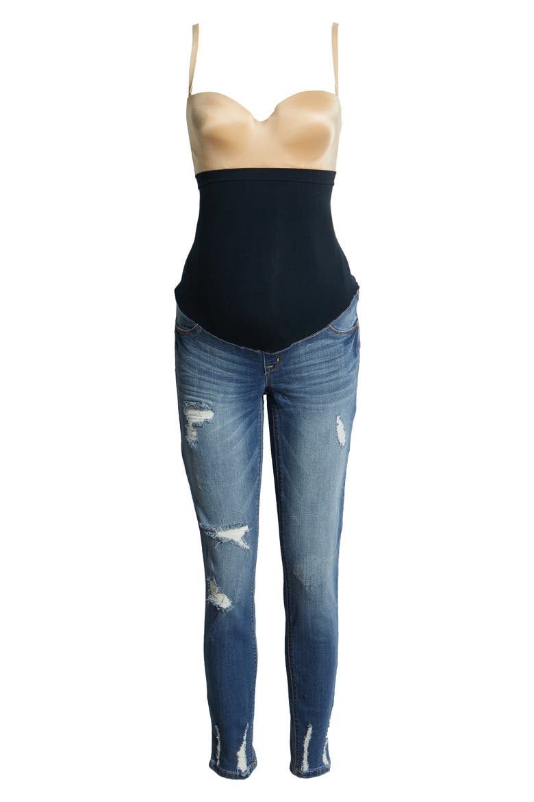 Maternity Chewed Hem Skinny Jeans, Alternate, color, LUCA