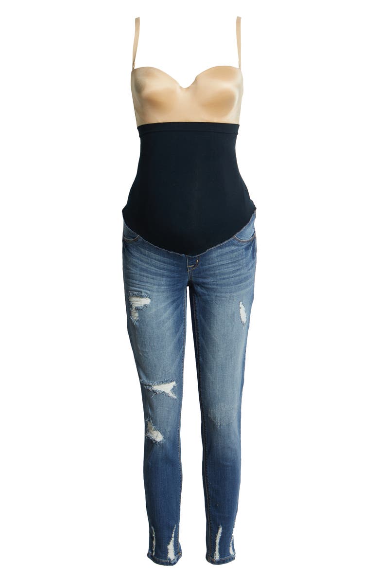 1822 Denim Maternity Chewed Hem Skinny Jeans, Alternate, color,