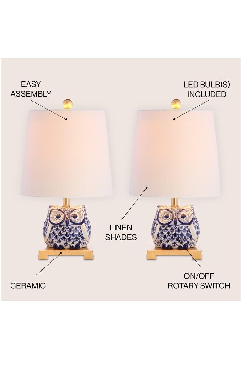 JONATHAN Y Justina 16" Ceramic Mini Table Lamp, Alternate, color, Blue/White