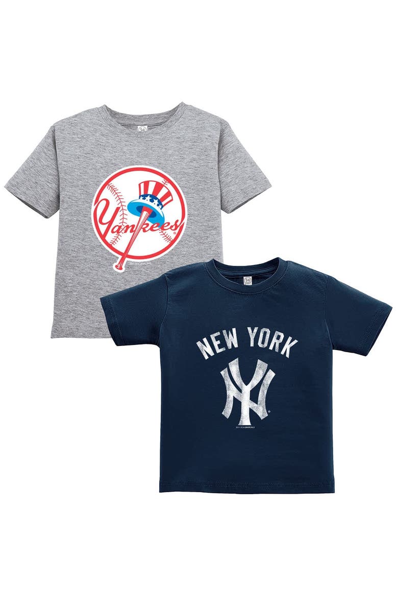 Toddler Soft as a Grape Navy/Gray New York Yankees Cooperstown Collection Two-Pack T-Shirt Set, Main, color, Navy