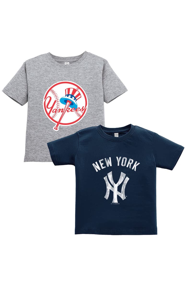 SOFT AS A GRAPE Toddler Soft as a Grape Navy/Gray New York Yankees Cooperstown Collection Two-Pack T-Shirt Set, Main, color, 