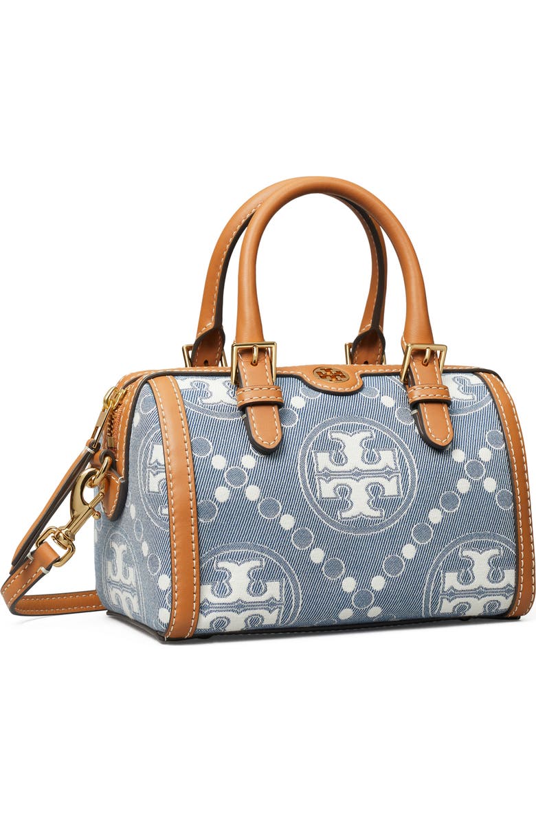 Tory Burch Petite T Monogram Denim Barrel Bag, Alternate, color,
