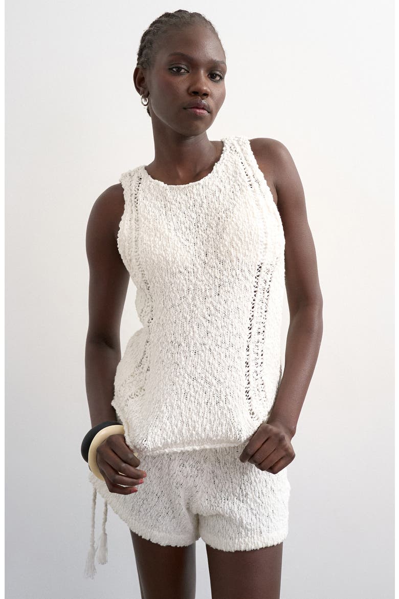 Knitted Pointelle Vest, Main, color, IVORY