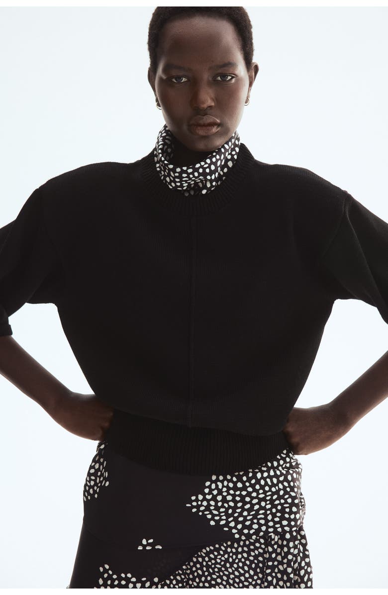 H&M Knitted Top, Alternate, color, Black