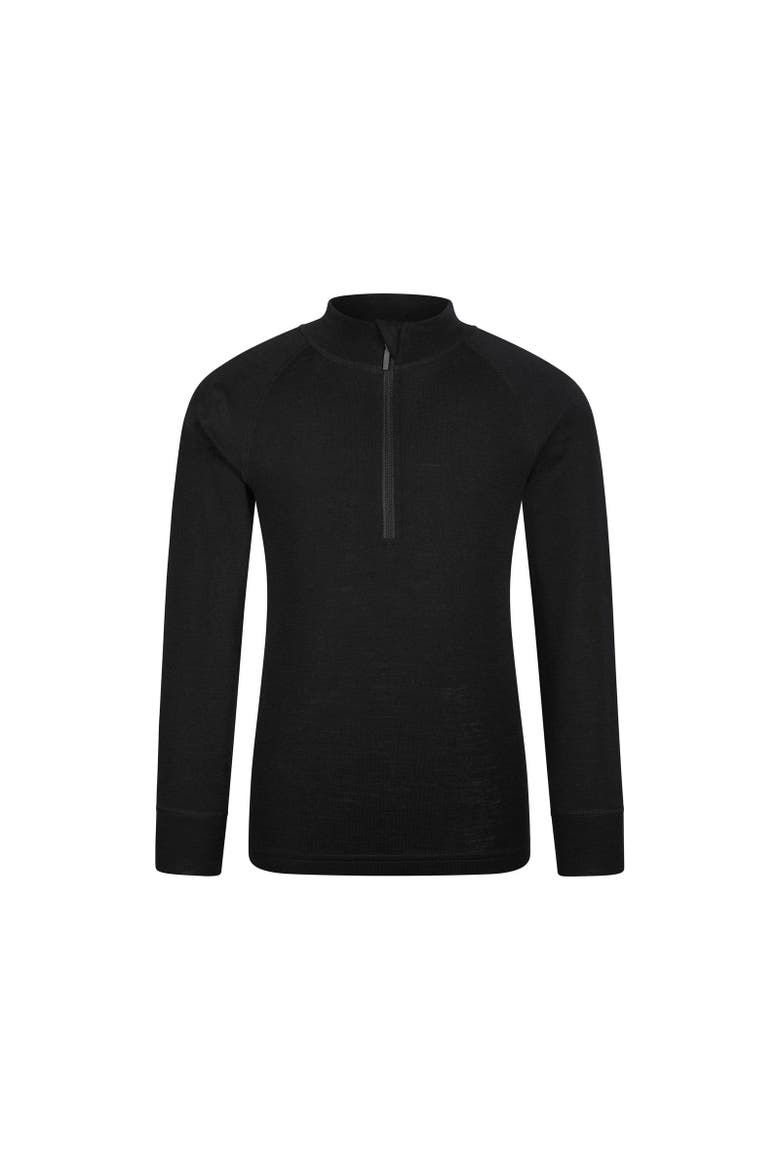 Childrens/Kids Merino Blend Half Zip Base Layer Top, Main, color, Black