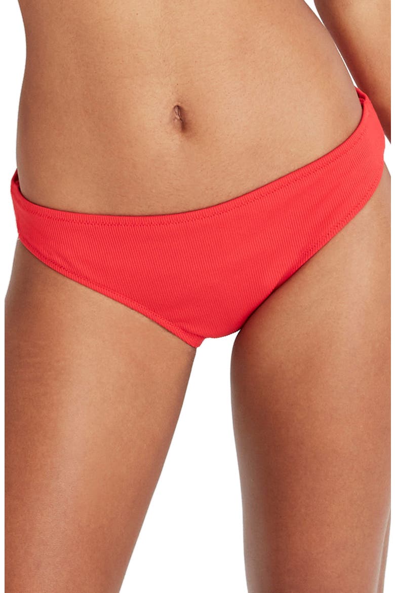 Second Wave Rib Classic Bikini Bottoms, Main, color, AMERICANA RED