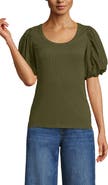 Lands' End Drapey Rib Puff Sleeve Scoop Neck Top