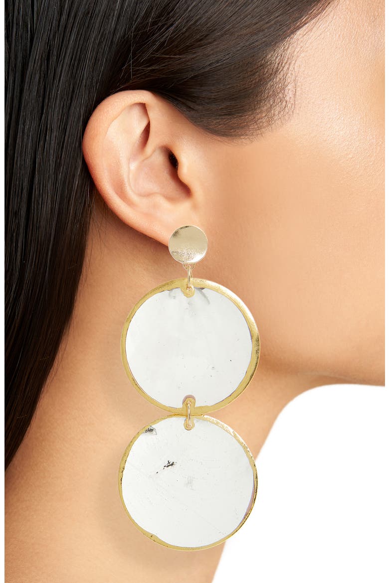 Shell Drop Earrings, Alternate, color, GOLD/ SHELL
