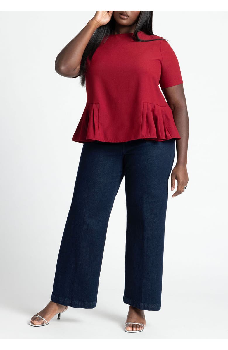 ELOQUII Pleated Hem Top, Alternate, color, Aurantium