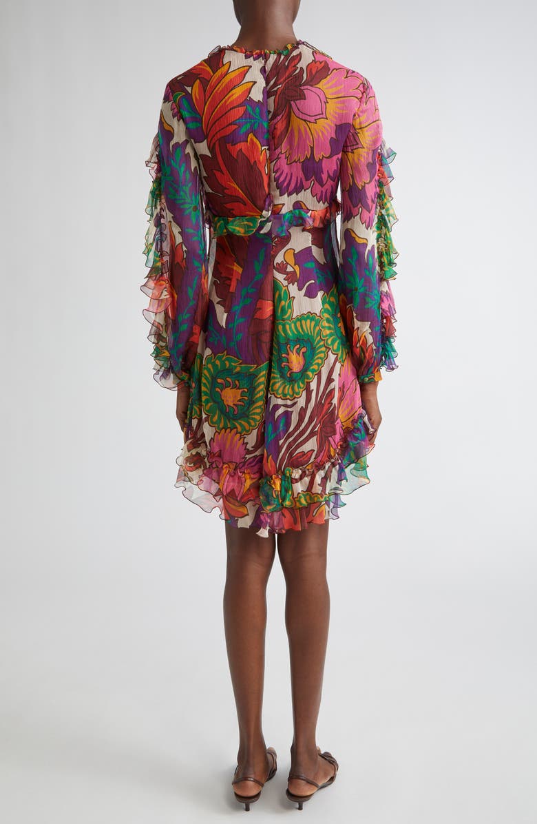 Etro Floral Print Ruffle Long Sleeve Minidress, Alternate, color, 
