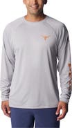 Columbia Men's Columbia Gray Texas Longhorns Terminal Tackle Omni-Shade Raglan Long Sleeve T-Shirt