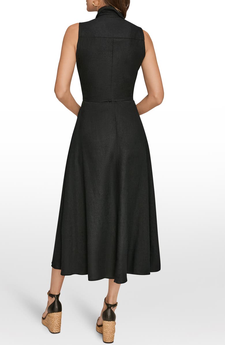 DONNA KARAN WEEKEND Sleeveless Linen Blend Shirtdress, Alternate, color, Black