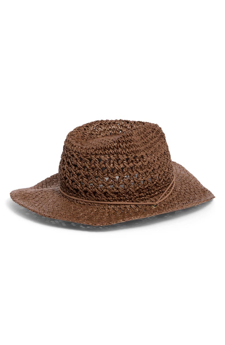 Vince Camuto Crochet Cowgirl Hat, Alternate, color, Chocolate