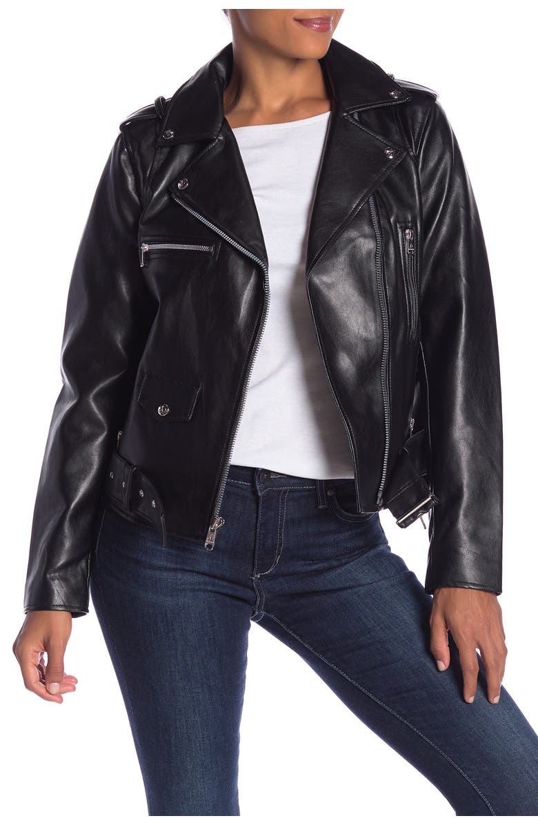 Sam Edelman Asymmetrical Zip Faux Leather Jacket, Main, color, 