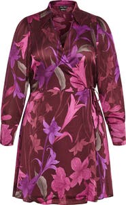 City Chic Maelynn Print Long Sleeve Wrap Dress