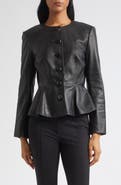 Veronica Beard Quinn Leather Peplum Jacket