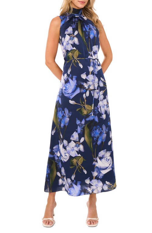 Ted Baker Printed Bow Tie Sleeveless Maxi Dress In Classic Navy