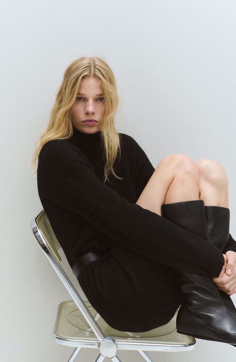 MANGO Turtleneck Long Sleeve Dress, Alternate, color, 