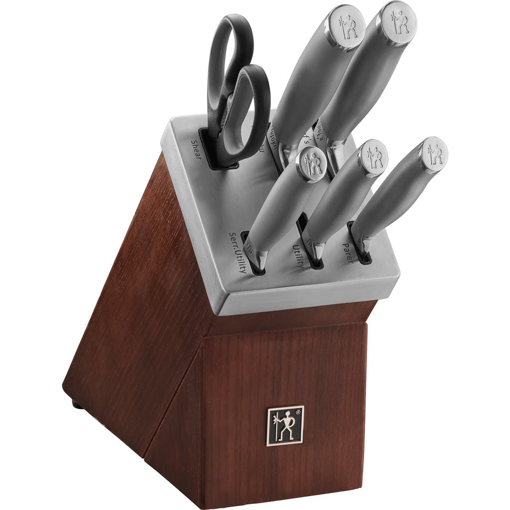 Henckels Cutlery Modernist 7-piece Stainless Steel Block Set In Silver
