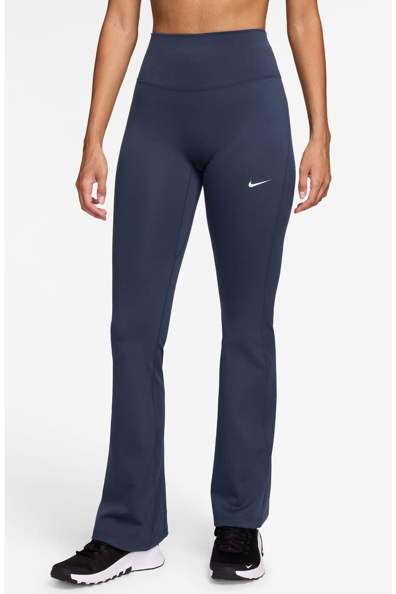 One Dri-FIT High Waist Flared Leggings, Main, color, MIDNIGHT NAVY/ WHITE