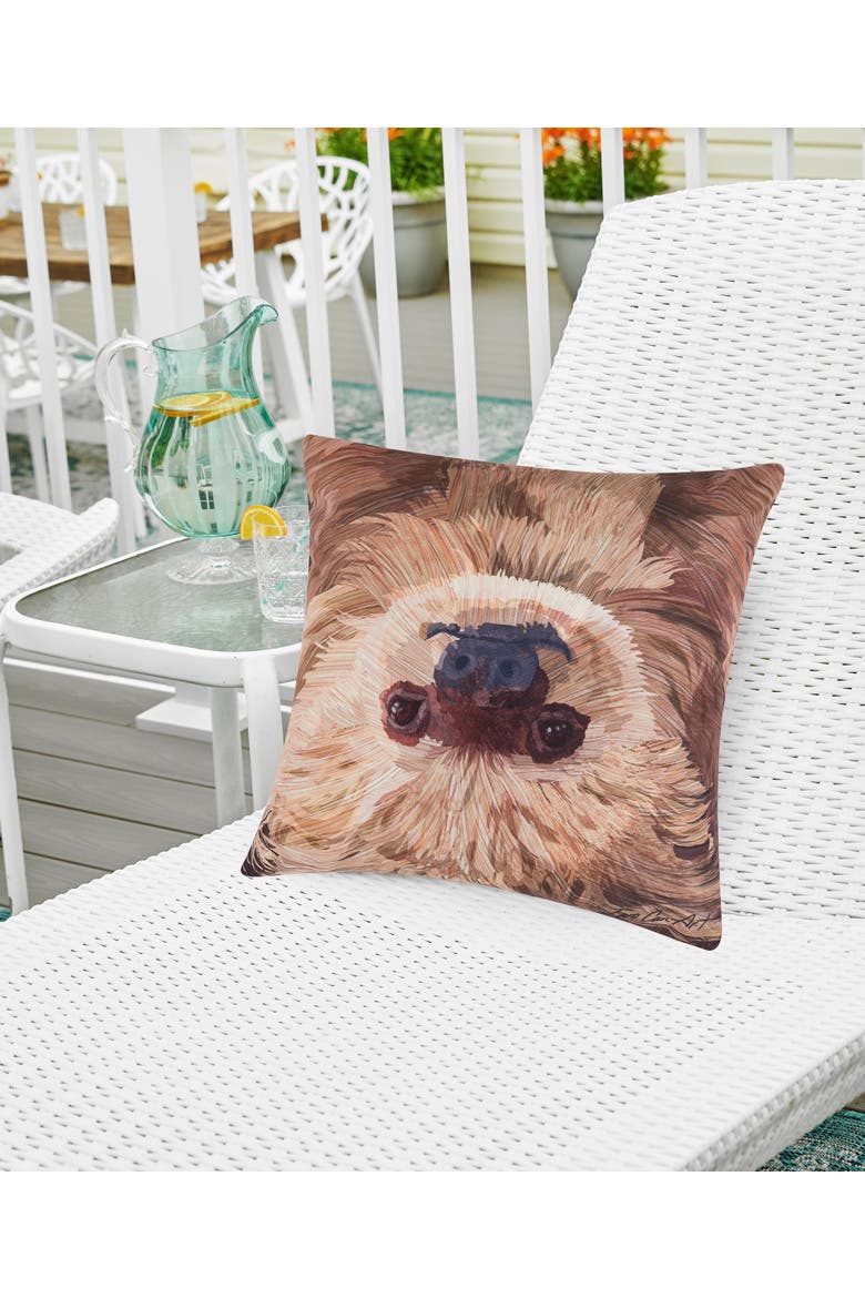 Sloth To Do Indoor/Outdoor Decorative Throw Pillow, 18" x 18", Alternate, color, Brown