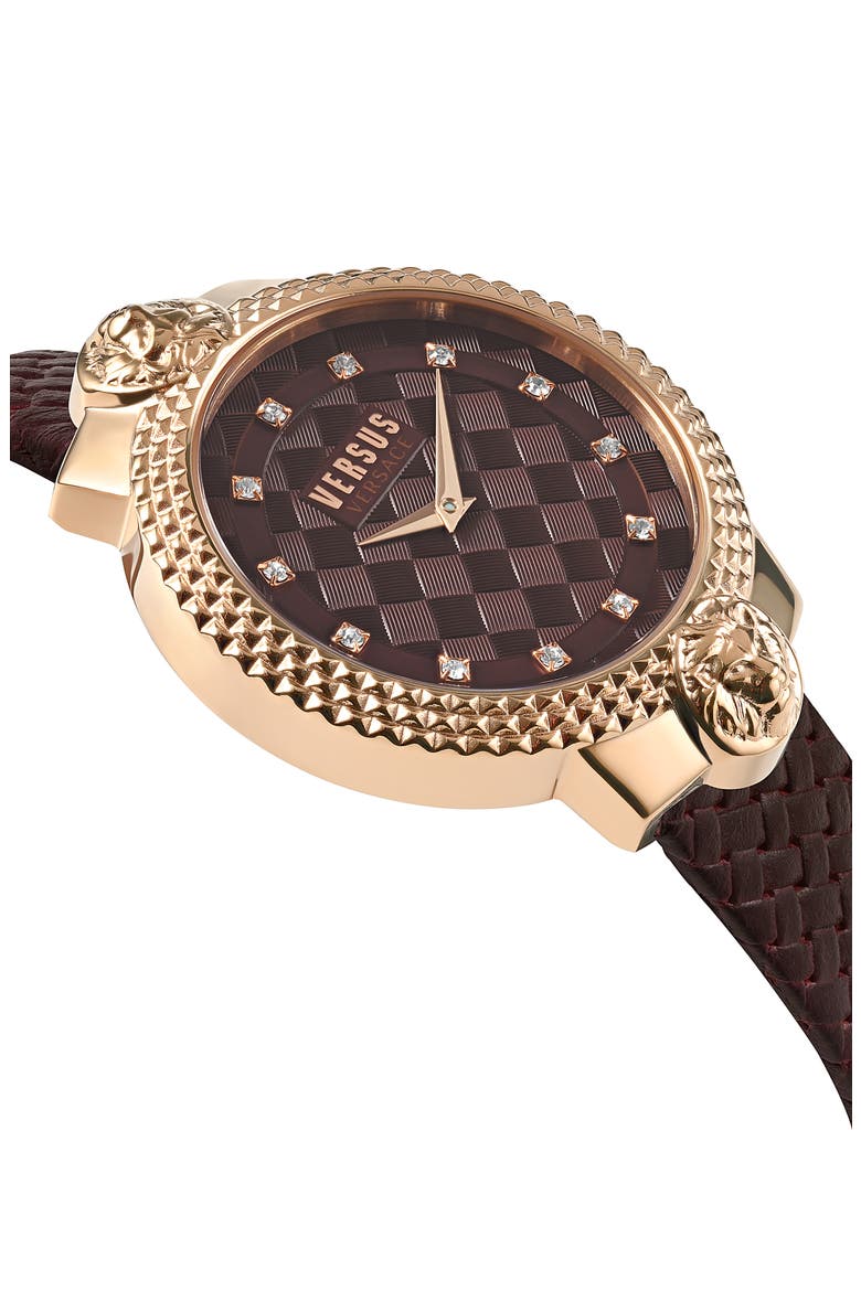 Women's Leather Strap Watch, 38mm, Alternate, color, ROSEGOLD