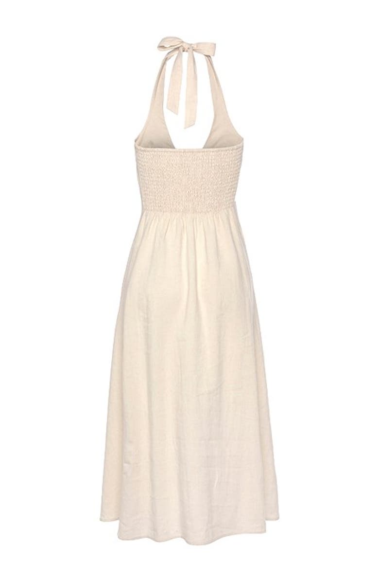 LASCANA Women's Flowy Halter Neck Dress, Alternate, color, Sand