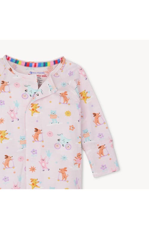 Magnetic Me Playground Pals Print Magnetic Convertible Romper In Pink