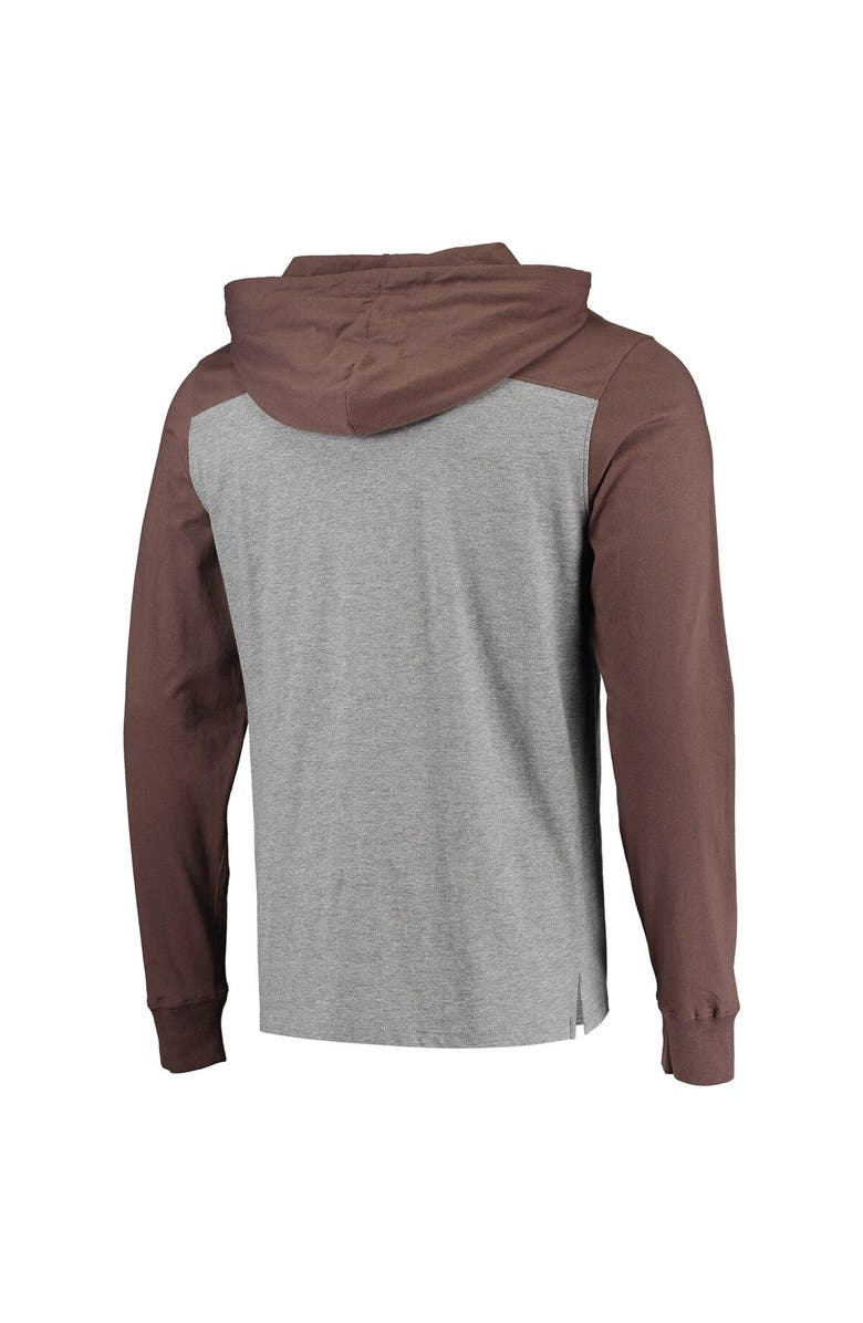 '47 Men's '47 Heathered Gray/Brown Cleveland Browns Franklin Wooster Long Sleeve Hoodie T-Shirt, Alternate, color, Heather Gray