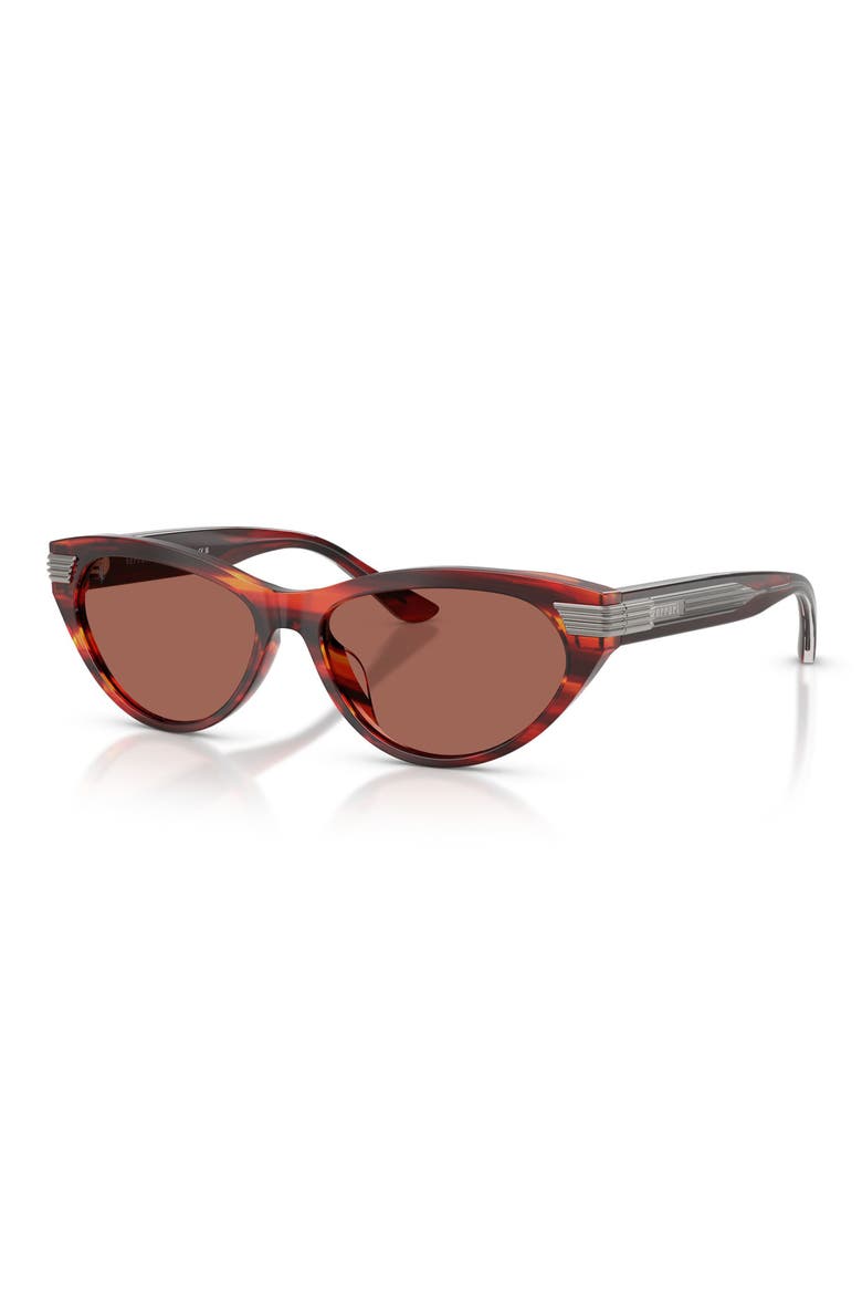 56mm Cat Eye Sunglasses, Alternate, color, STRIPED BROWN / BROWN
