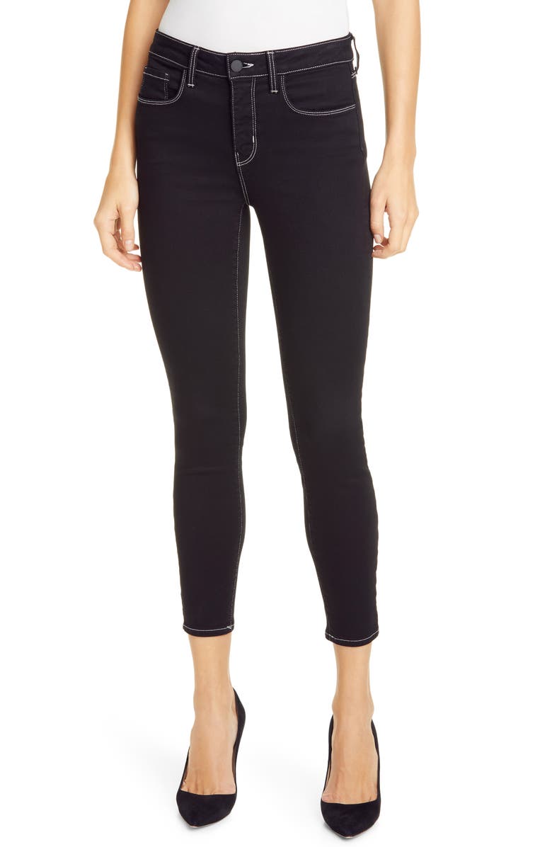 L'AGENCE Margot Contrast Stitch Crop Skinny Jeans, Main, color,