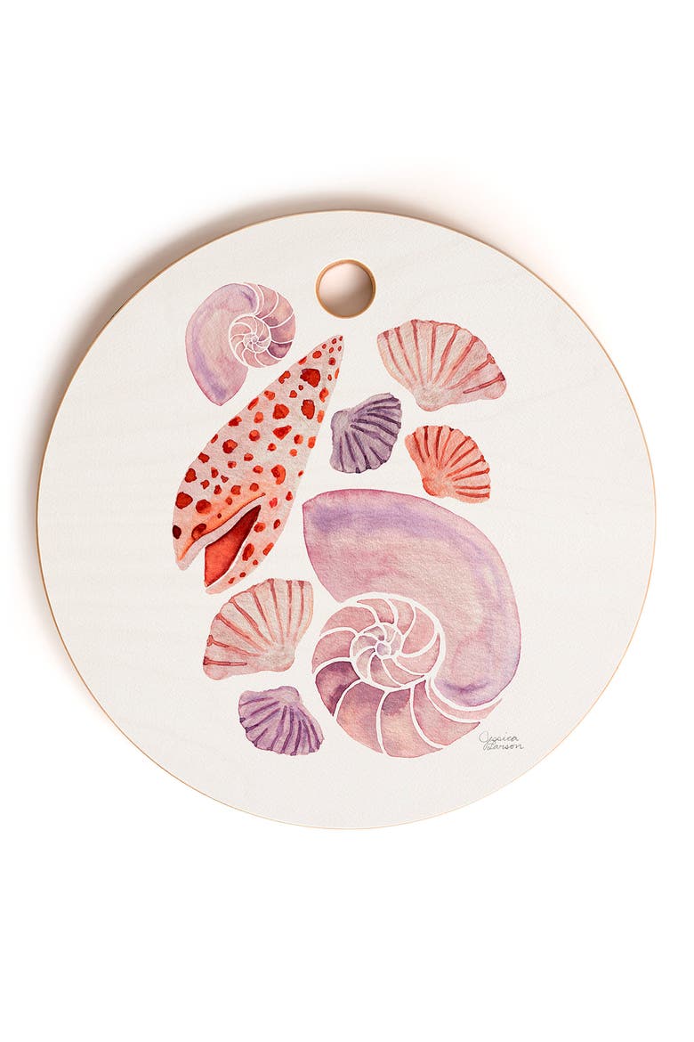 Watercolor Seashells Cutting Board, Main, color, ORANGE