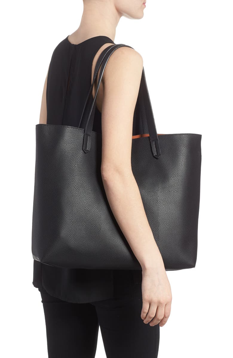 BP. Contrast Lining Faux Leather Tote, Alternate, color,