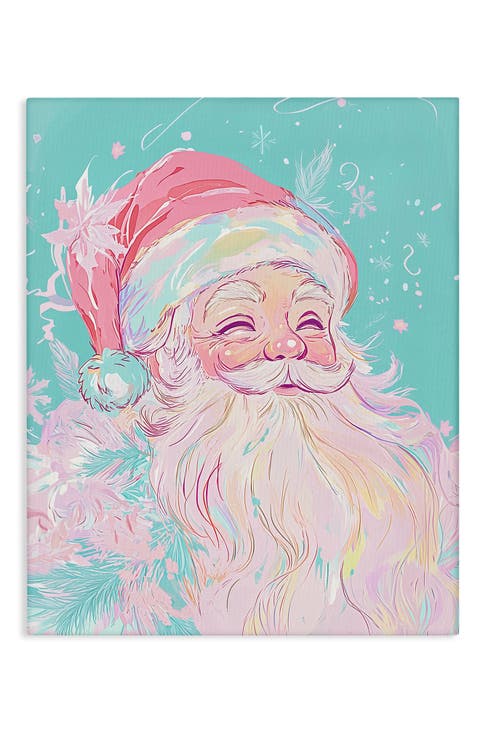Pastel Jolly Santa Claus Canvas Wall Art